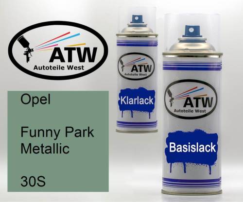 Opel, Funny Park Metallic, 30S: 400ml Sprühdose + 400ml Klarlack - Set, von ATW Autoteile West.